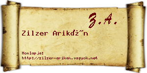 Zilzer Arikán névjegykártya